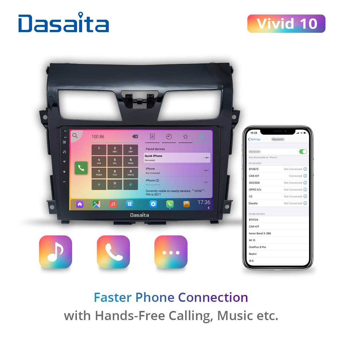 Dasaita Vivid for Nissan Teana Altima Radio 2013 2014 2015 Car Radio Android Auto Carplay Multimedia Video 10.2" Touch Screen