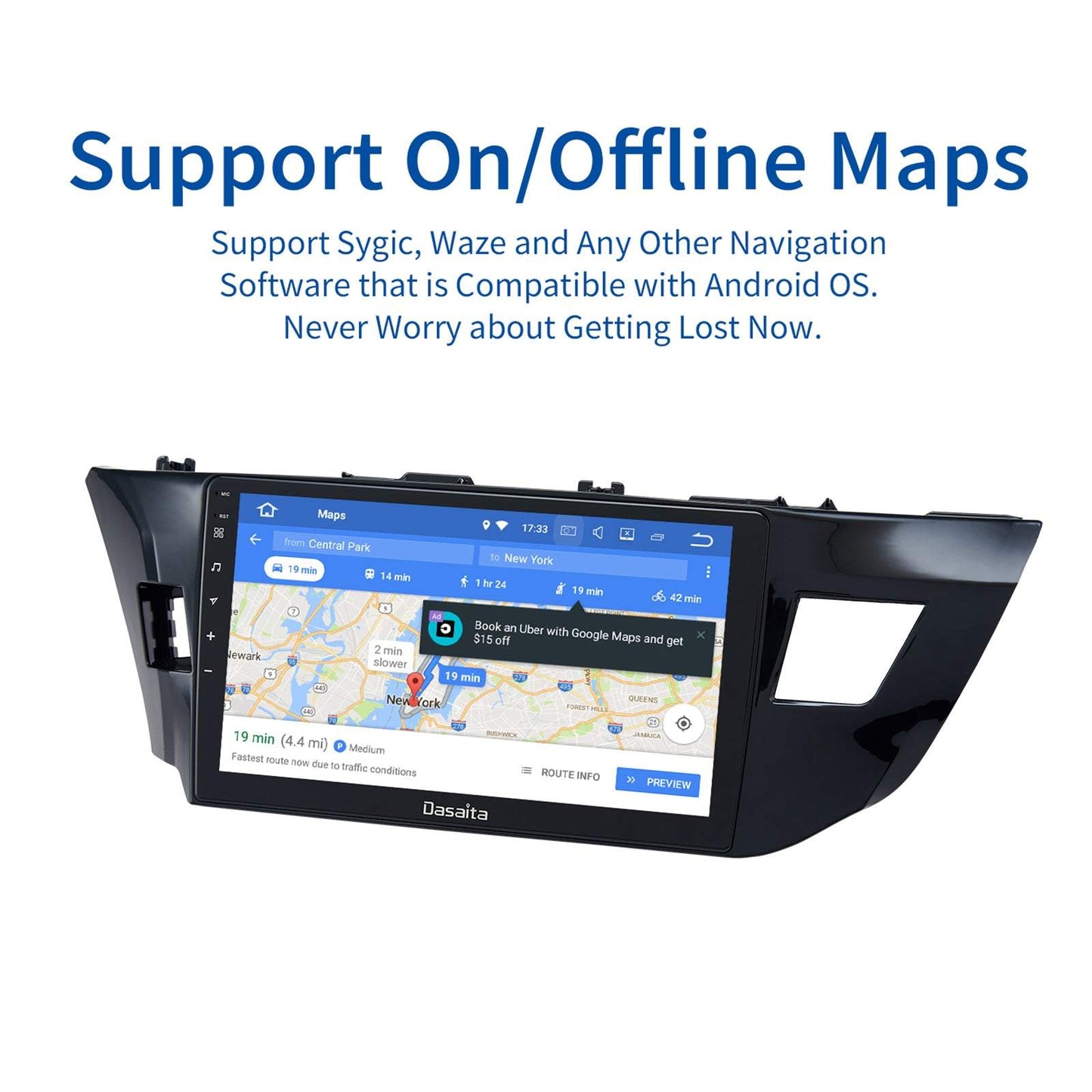 Dasaita (Outlets) W11 Toyota Corolla 2014 2015 2016 Car Stereo 9 Inch PX4 2G+32G Android11 1024*600 DSP AHD Radio