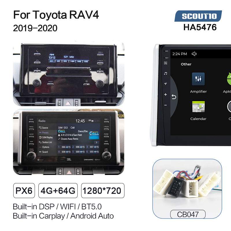 Dasaita Scout10 Toyota RAV4 2019 2020 2021 Car Stereo 10.2 Inch Carplay Android Auto PX6 4G+64G Android10 1280*720 DSP AHD Radio