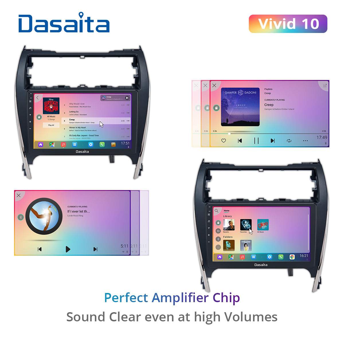 Dasaita Vivid10 Toyota Camry 2012 2013 2014 Car Stereo 10.2 Inch Carplay Android Auto PX6 4G+64G Android10 1280*720 DSP AHD Radio