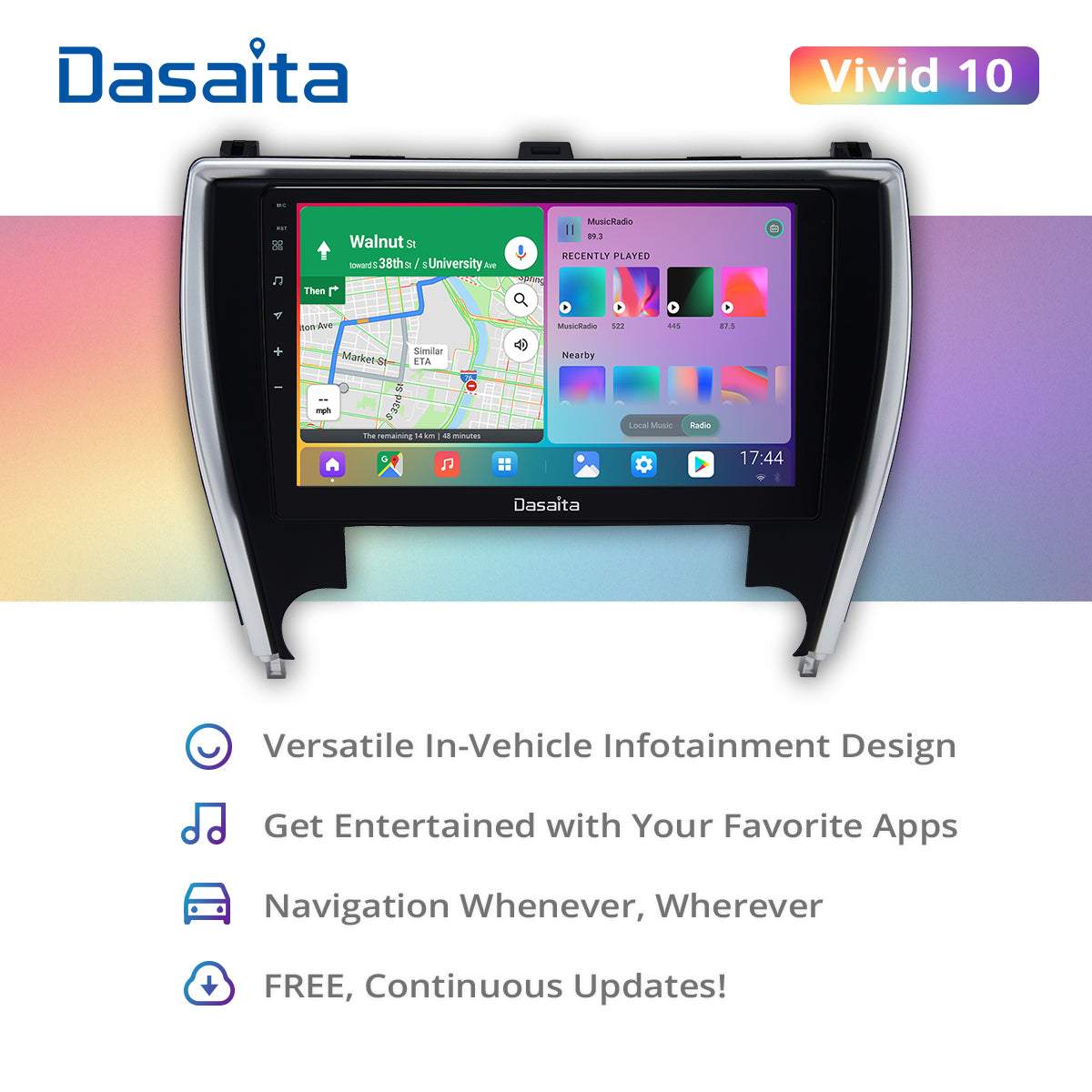 Dasaita Vivid11 Toyota Camry 2015 2016 2017 Car Stereo 10.2 Inch Carplay Android Auto PX6 4G+64G Android11 1280*720 DSP AHD Radio
