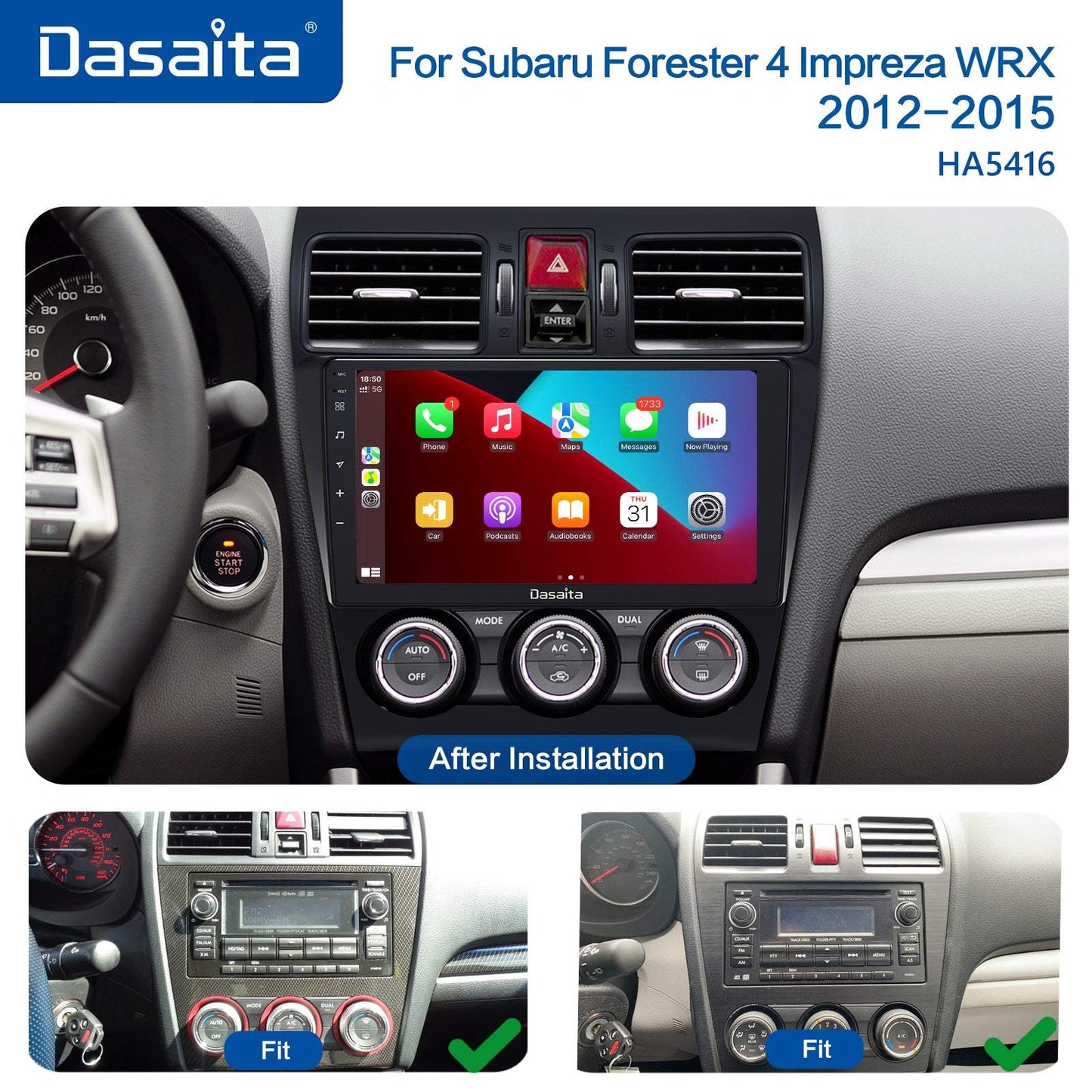 Dasaita MAX10 Subaru Forester 4 Impreza WRX 2012 2013 2014 2015 Car Stereo 9 Inch Carplay Android Auto PX6 4G+64G Android10 1280*720 DSP AHD Radio
