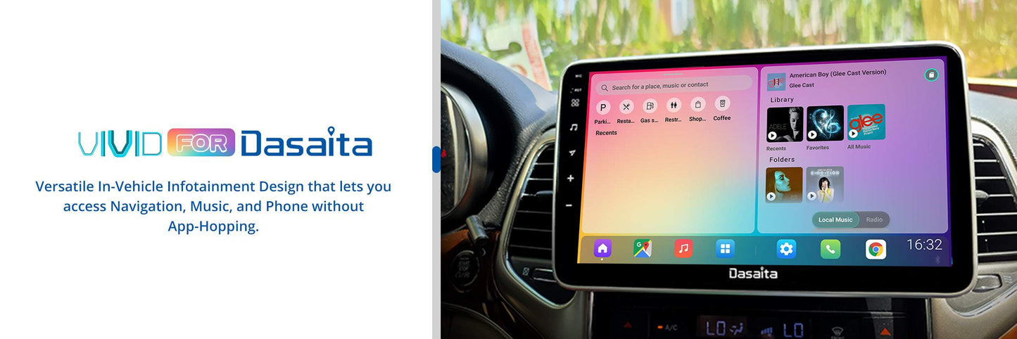 Dasaita Vivid11 Universal Single Din Car Stereo 10.2 Inch Carplay Android Auto PX6 4G+64G Android11 1280*720 DSP AHD Radio