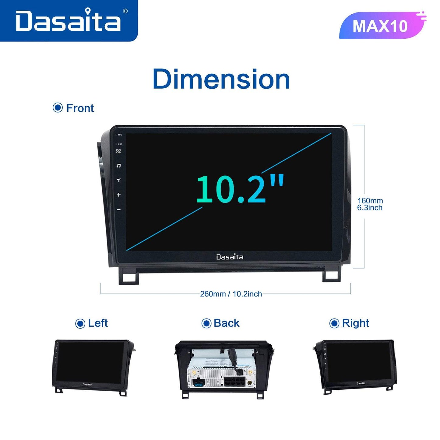 Dasaita MAX11 Toyota Tundra Sequoia Car Stereo 10.2 Inch Carplay Android Auto PX6 4G+64G Android11 1280*720 DSP AHD Radio