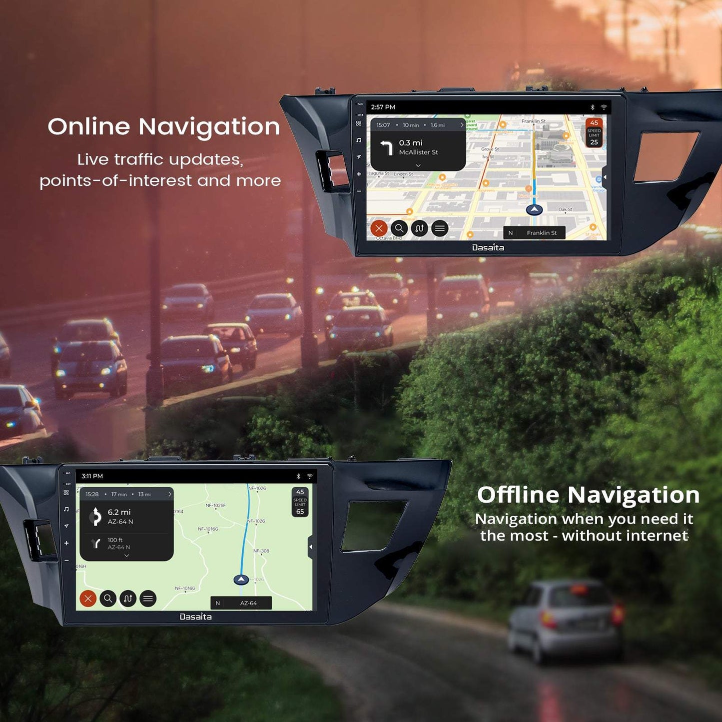 Dasaita Scout10 Toyota Corolla 2014 2015 2016 Car Stereo 10.2 Inch Carplay Android Auto PX6 4G+64G Android10 1280*720 DSP AHD Radio