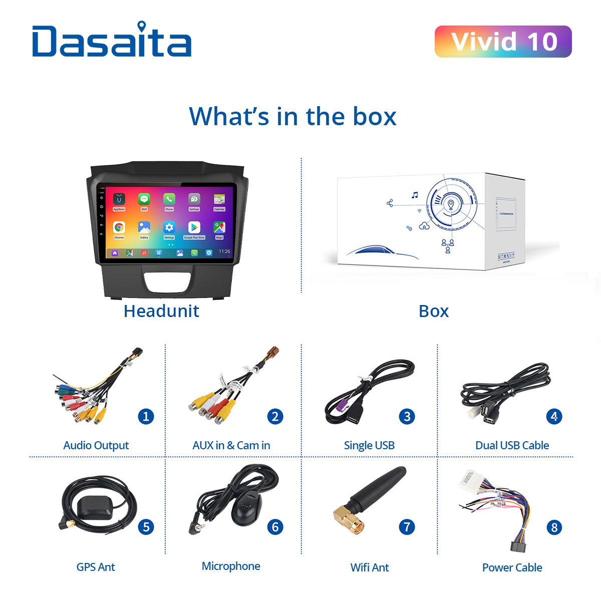 Dasaita Vivid Car Stereo for Isuzu DMAX 2015 2016 2017 2018 Car Radio Android Wifi Touch Screen GPS Navigation Multimedia Player