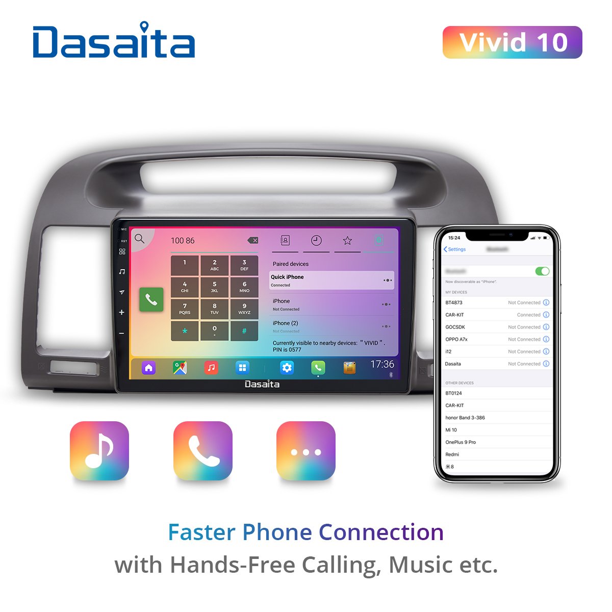 Dasaita Vivid for Toyota Camry 2002 2003 2004 2005 2006 Car Radio 9'' IPS Android 10.0 Stereo GPS Navigation DSP TDA7850 BT5.0