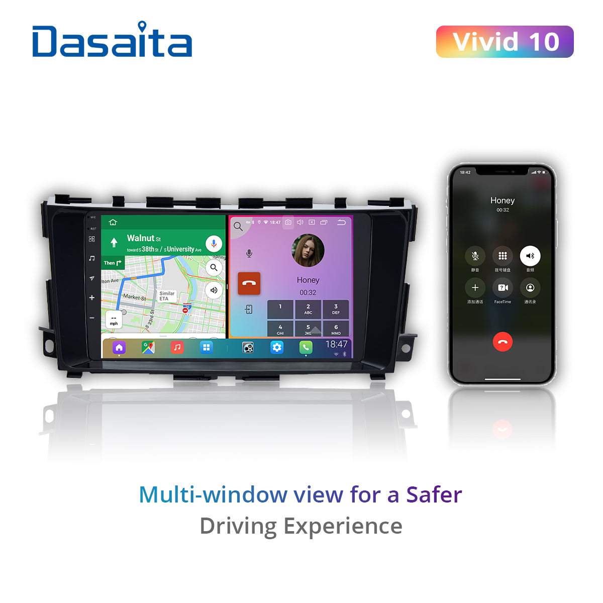 Dasaita Vivid11 Nissan Teana Altima 2014 2015 2016 2017 2018 Car Stereo 9 Inch Carplay Android Auto PX6 4G+64G Android11 1280*720 DSP AHD Radio
