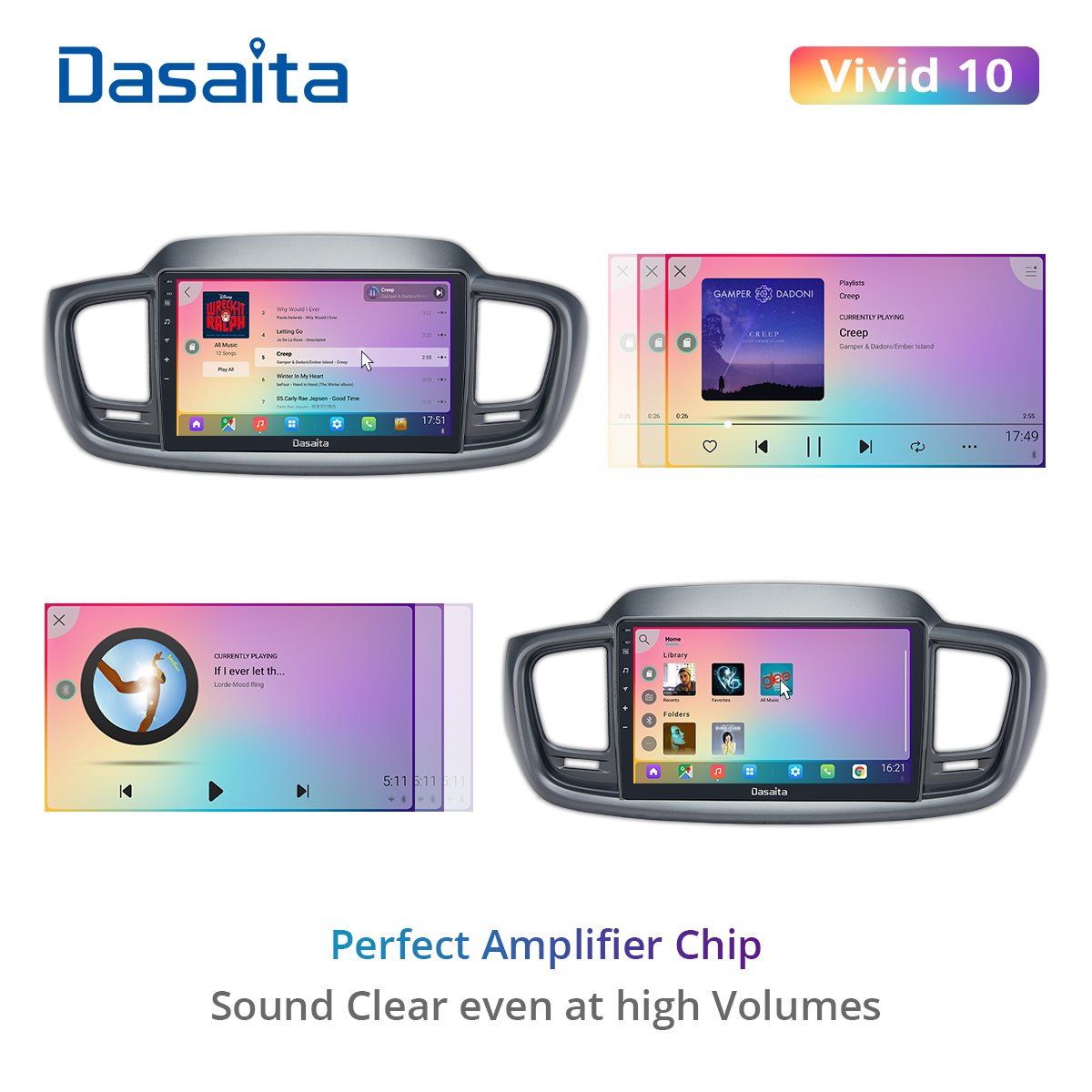 Dasaita Vivid for Kia Sorento 2014 2015 Car Radio 10.2" Android 10.0 Auto Stereo with GPS Carplay 1280*720 Touch 4GB+64GB 1 Din