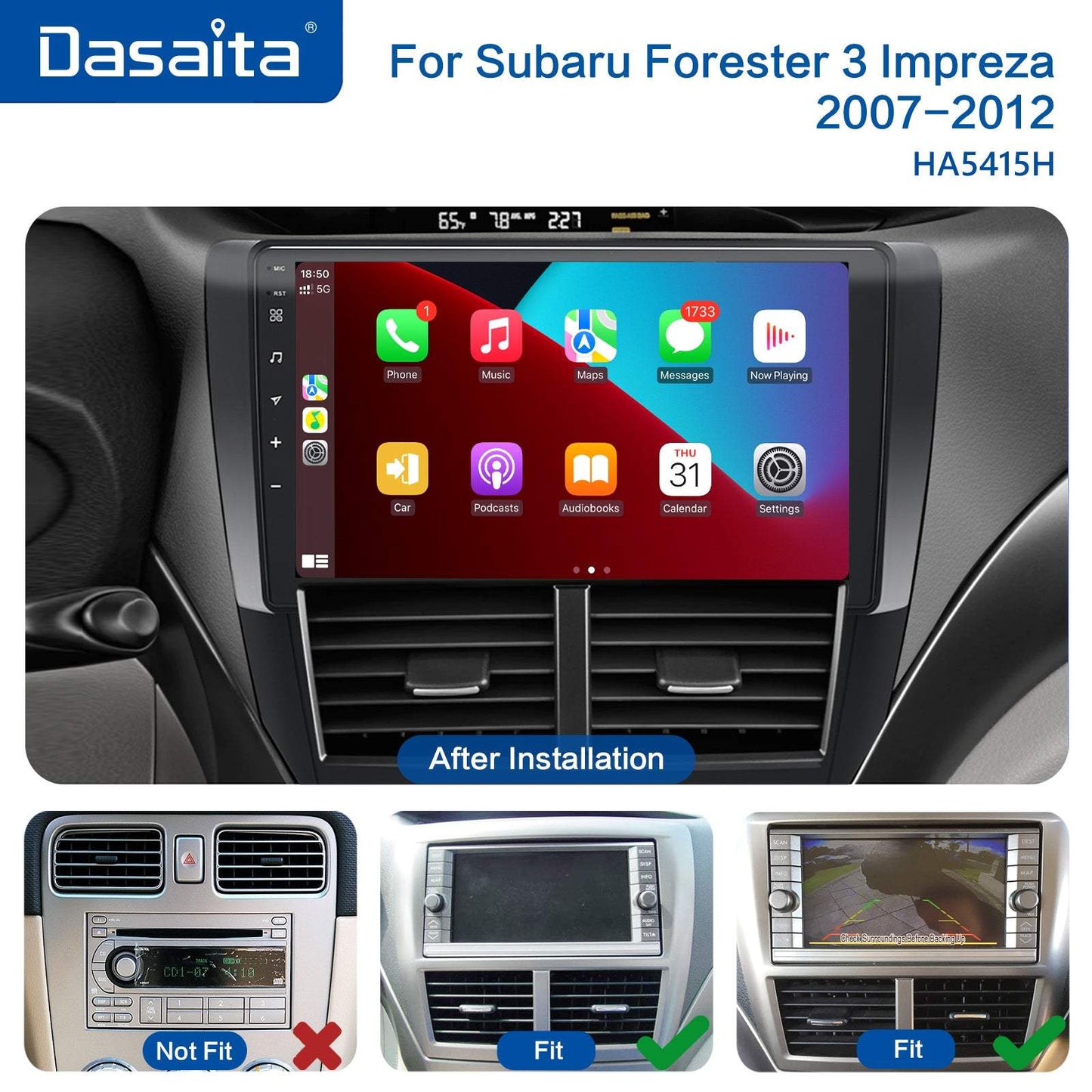 Dasaita MAX10 Subaru Forester 3 Impreza 2007 2008 2009 2010 2011 2012 Car Stereo 9 Inch Carplay Android Auto PX6 4G+64G Android10 1280*720 DSP Radio