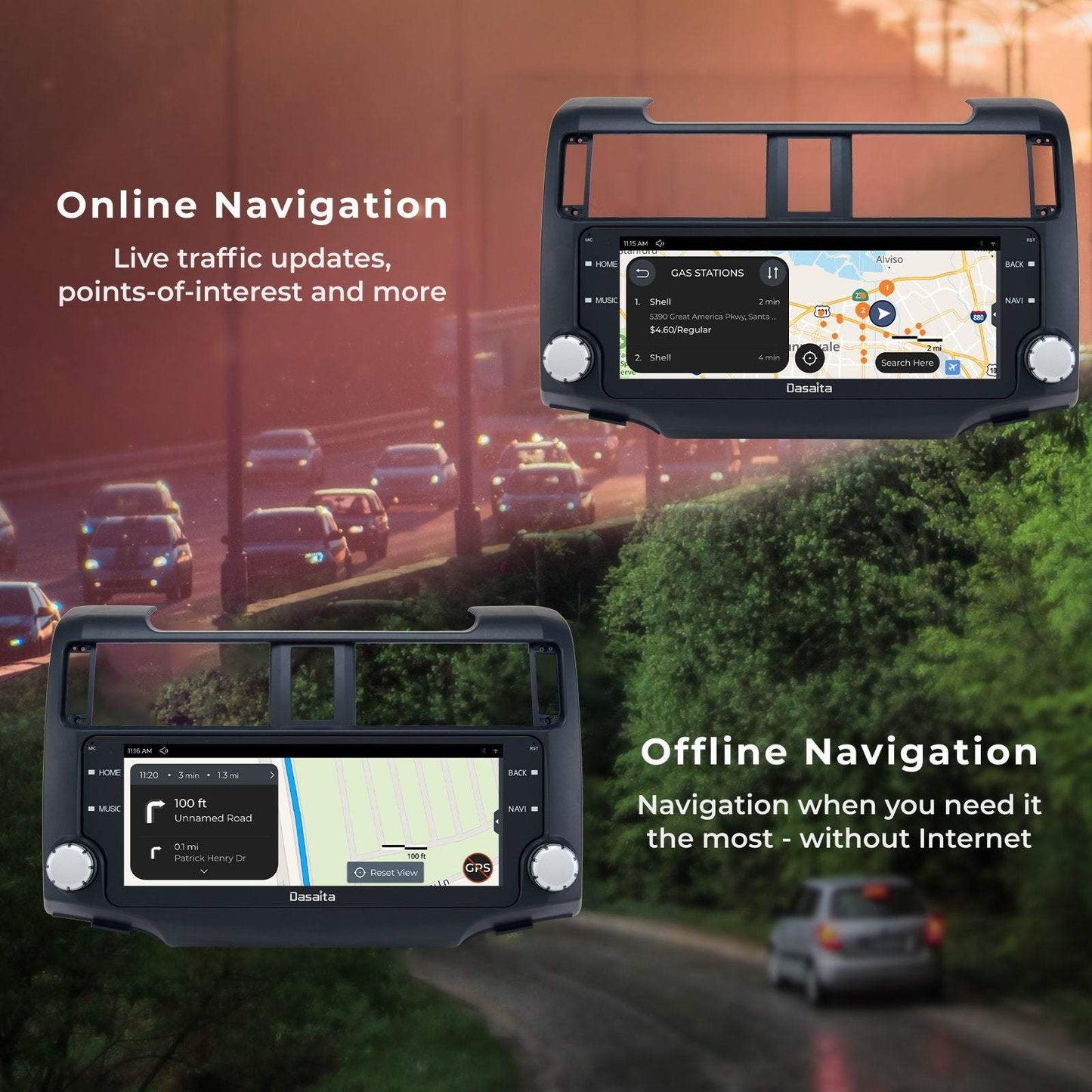 Dasaita Scout10 10.25 inch for Toyota 4runner 2014 2015 2016 2017 2018 Car Stereo Black Frame Android Auto Carplay IPS Screen 4G+64G Stereo