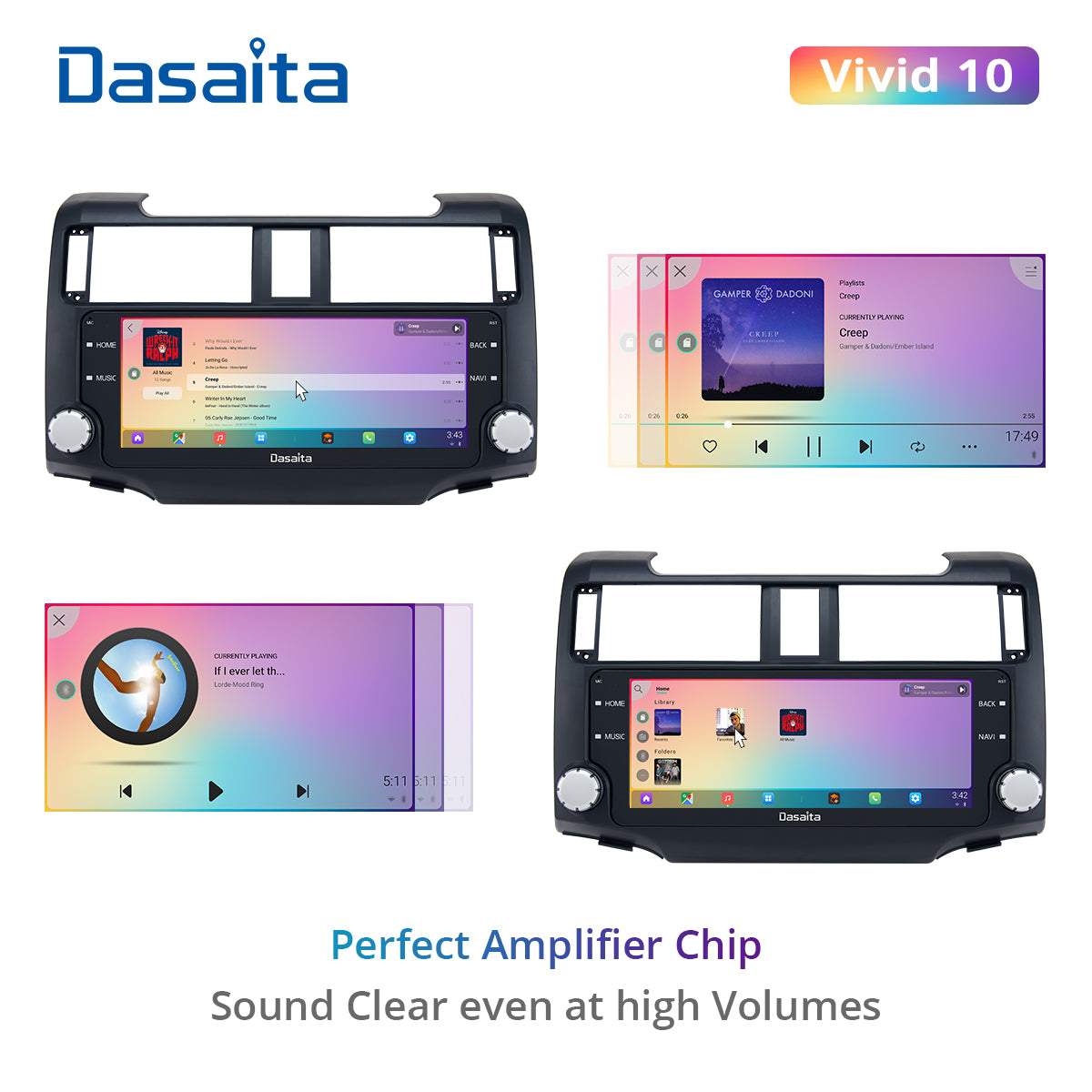 Dasaita Vivid11 Toyota 4Runner 2014 2015 2016 2017 2018 Car Stereo 10.25 Inch Carplay Android Auto PX6 4G+64G Android11 1280*480 DSP AHD Radio