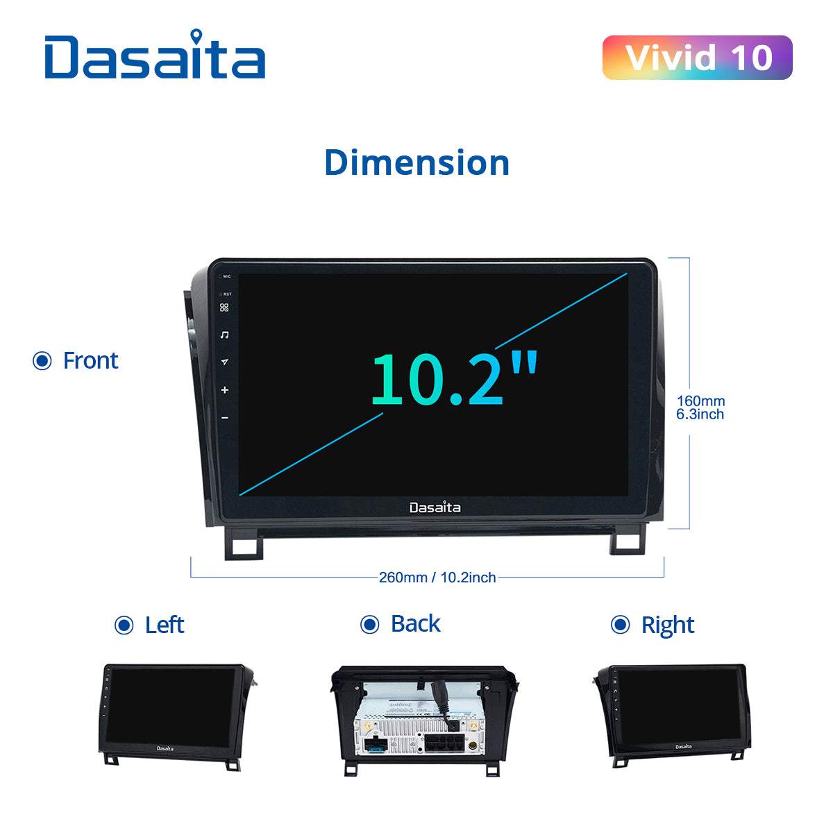 Dasaita Vivid11 Toyota Tundra Sequoia Car Stereo 10.2Inch Carplay Android Auto PX6 4G+64G Android11 1280*720 DSP AHD Radio