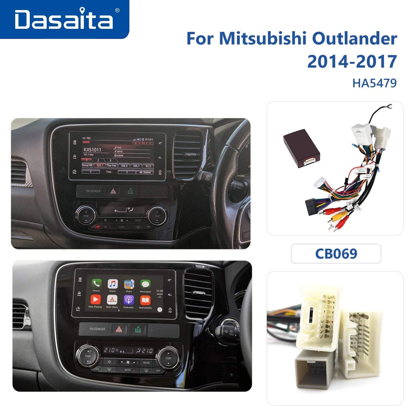 Dasaita MAX10 Mitsubishi Outlander 2014 2015 2016 2017 Car Stereo 9 Inch Carplay Android Auto PX6 4G+64G Android10 1280*720 DSP AHD Radio