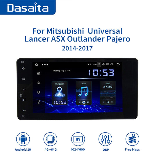 Dasaita MAX10 Double Din For Mitsubishi Lancer ASX Outlander Pajero Car Stereo GPS Navigation IPS 2.5D Screen Android 10
