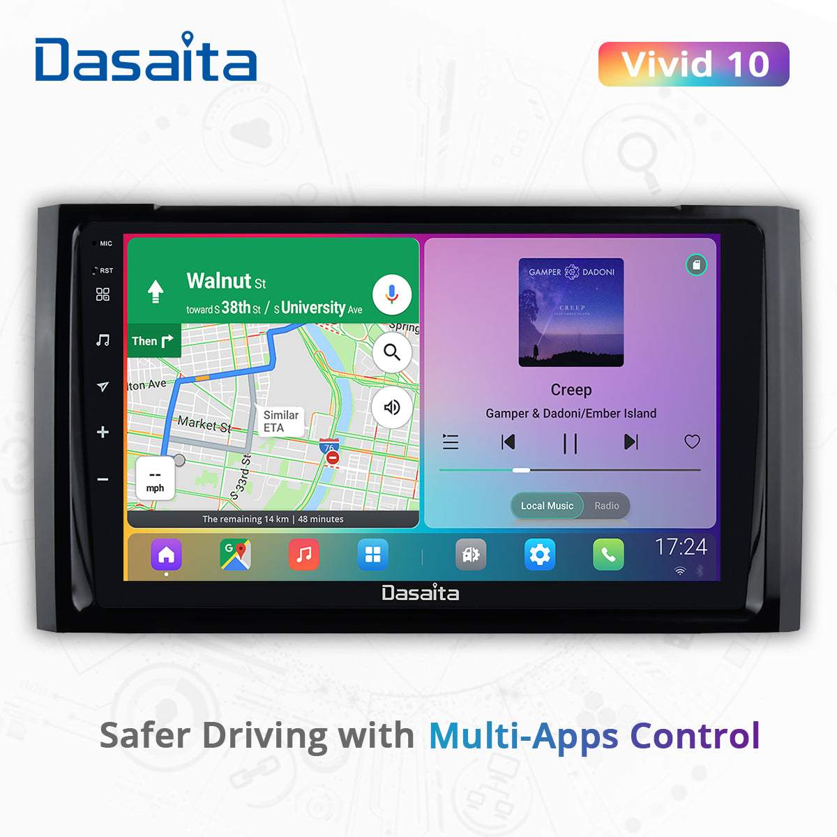 Dasaita Vivid11 Toyota Tundra 2014 2015 2016 2017 2018 Car Stereo 9 Inch Carplay Android Auto PX6 4G+64G Android11 1280*720 DSP AHD Radio