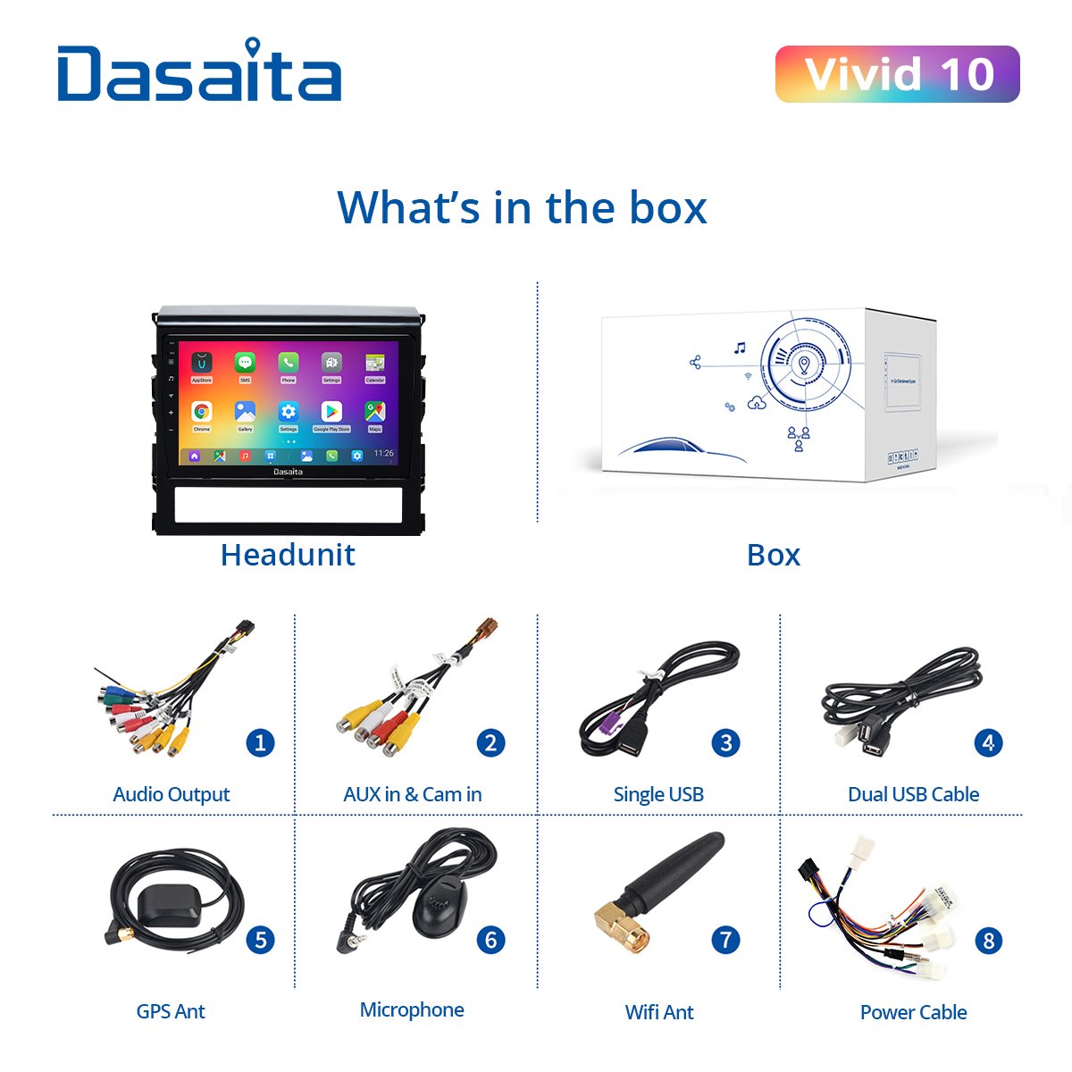 Dasaita Vivid for Toyota land cruiser 2016 2017 2018 Car Radio android 9" IPS Multi Touch Screen Navigation 1280*720 IPS 4G 64G