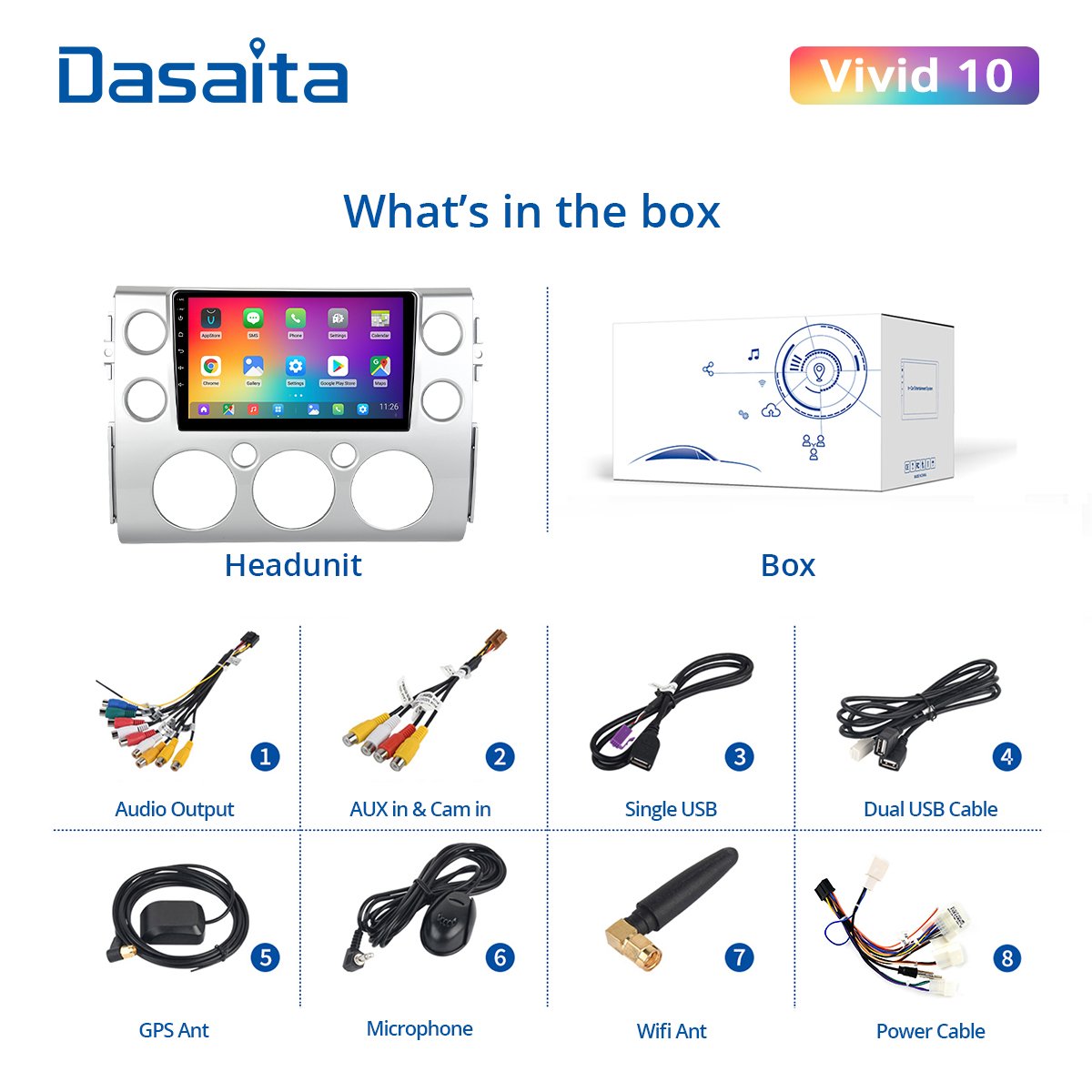 Dasaita Vivid for Toyota FJ Cruiser GPS 2007 2010 2011 2012 2015 2016 Android 10.0 Car Radio Navigation TDA7850 Carplay 1280*720