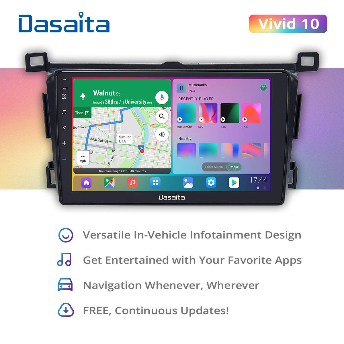 Dasaita Vivid11 Toyota RAV4 2012 2013 2014 2015 2016 2017 Car Stereo 9 Inch Carplay Android Auto PX6 4G+64G Android11 1280*720 DSP AHD Radio