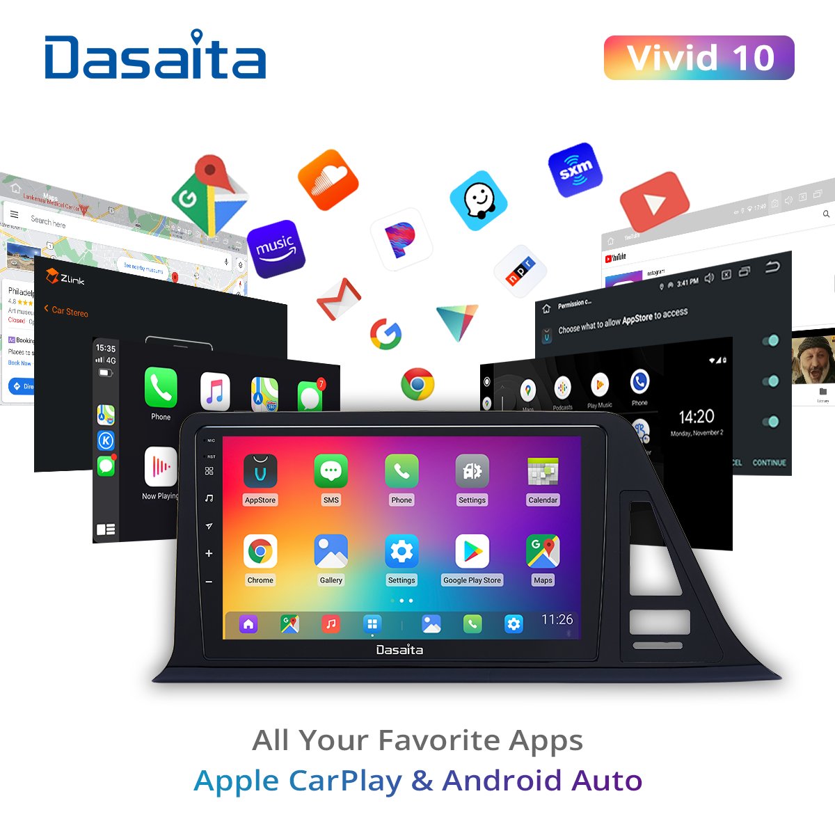 Dasaita For Toyota CHR 15CM CHR Europe version (15CM height) Android 10 car radio bluetooth Navigation 4G RAM 64G ROM IPS DSP