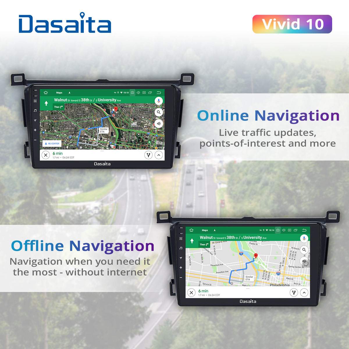 Dasaita Vivid11 Toyota RAV4 2012 2013 2014 2015 2016 2017 Car Stereo 9 Inch Carplay Android Auto PX6 4G+64G Android11 1280*720 DSP AHD Radio