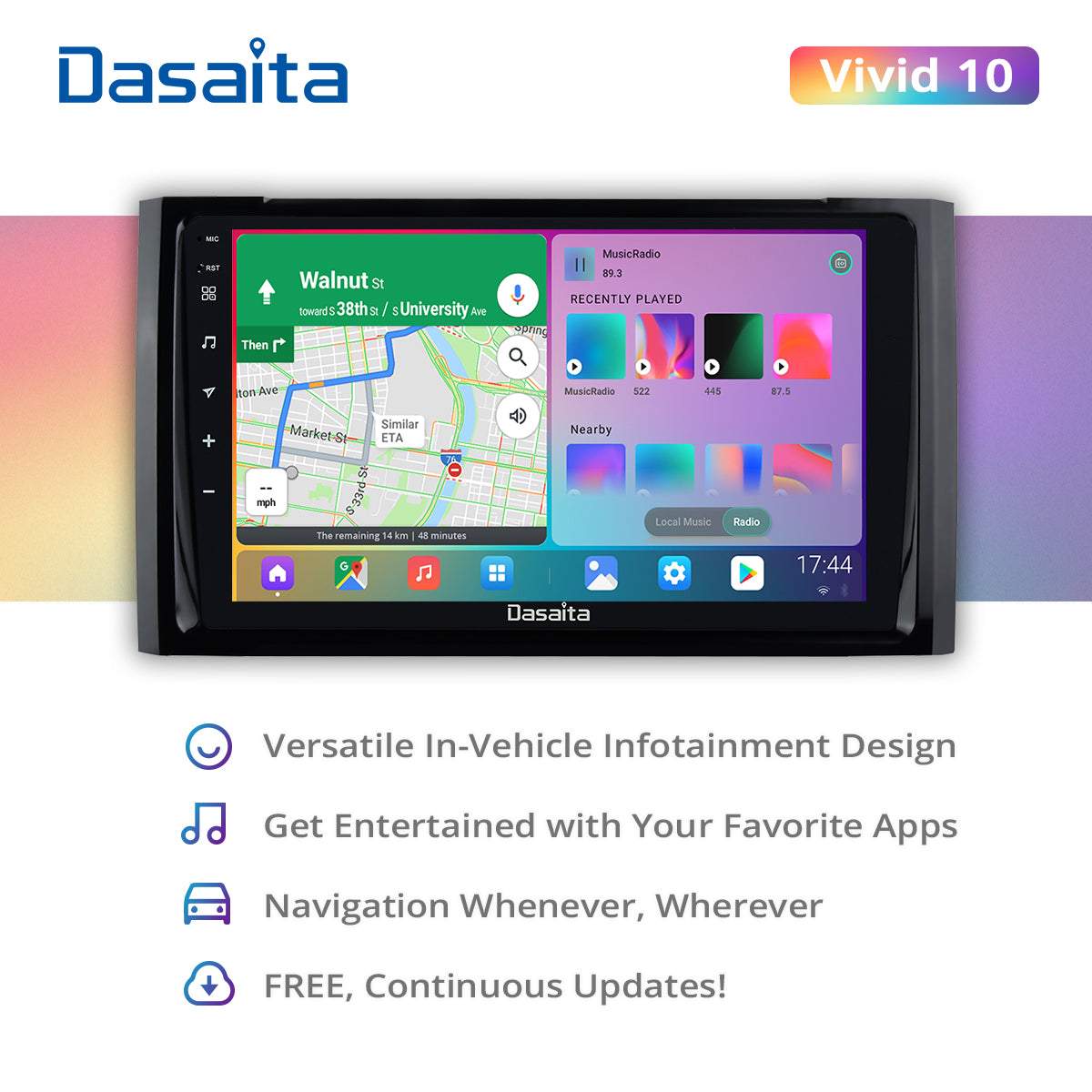 Dasaita Vivid11 Toyota Tundra 2014 2015 2016 2017 2018 Car Stereo 9 Inch Carplay Android Auto PX6 4G+64G Android11 1280*720 DSP AHD Radio