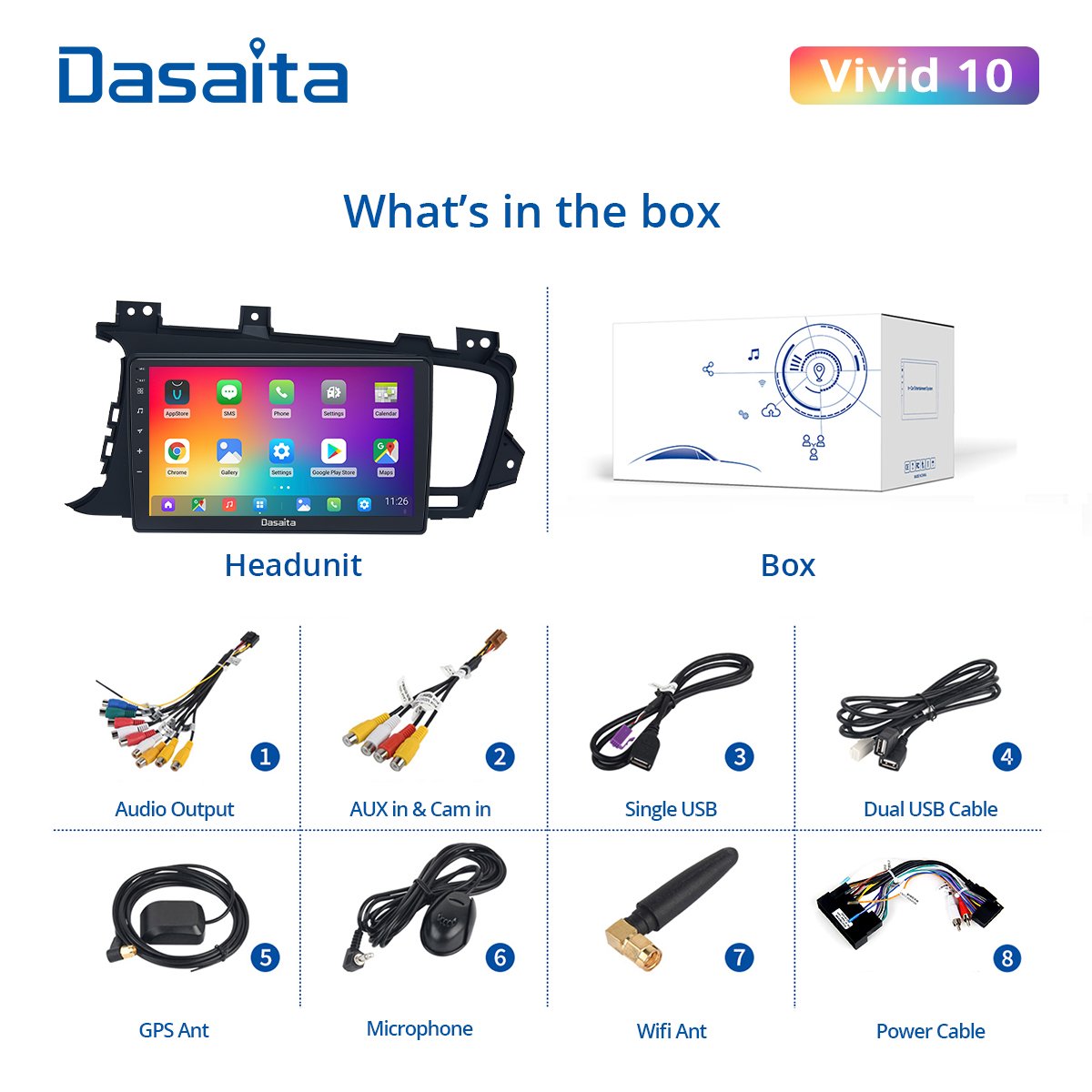 Dasaita Vivid For KIA K5 Optima 2011 2012 2013 Car Radio Android Auto Carplay Car stereo 9" Touch Screen 1280*720 Navigation
