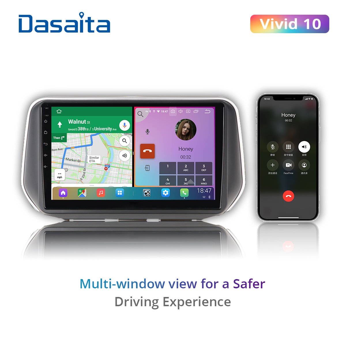 Dasaita Vivid For Hyundai Santa Fe IX45 2018 2019 2020 Car stereo 1 din android Multimedia 9" IPS Touch Screen Navigation GPS