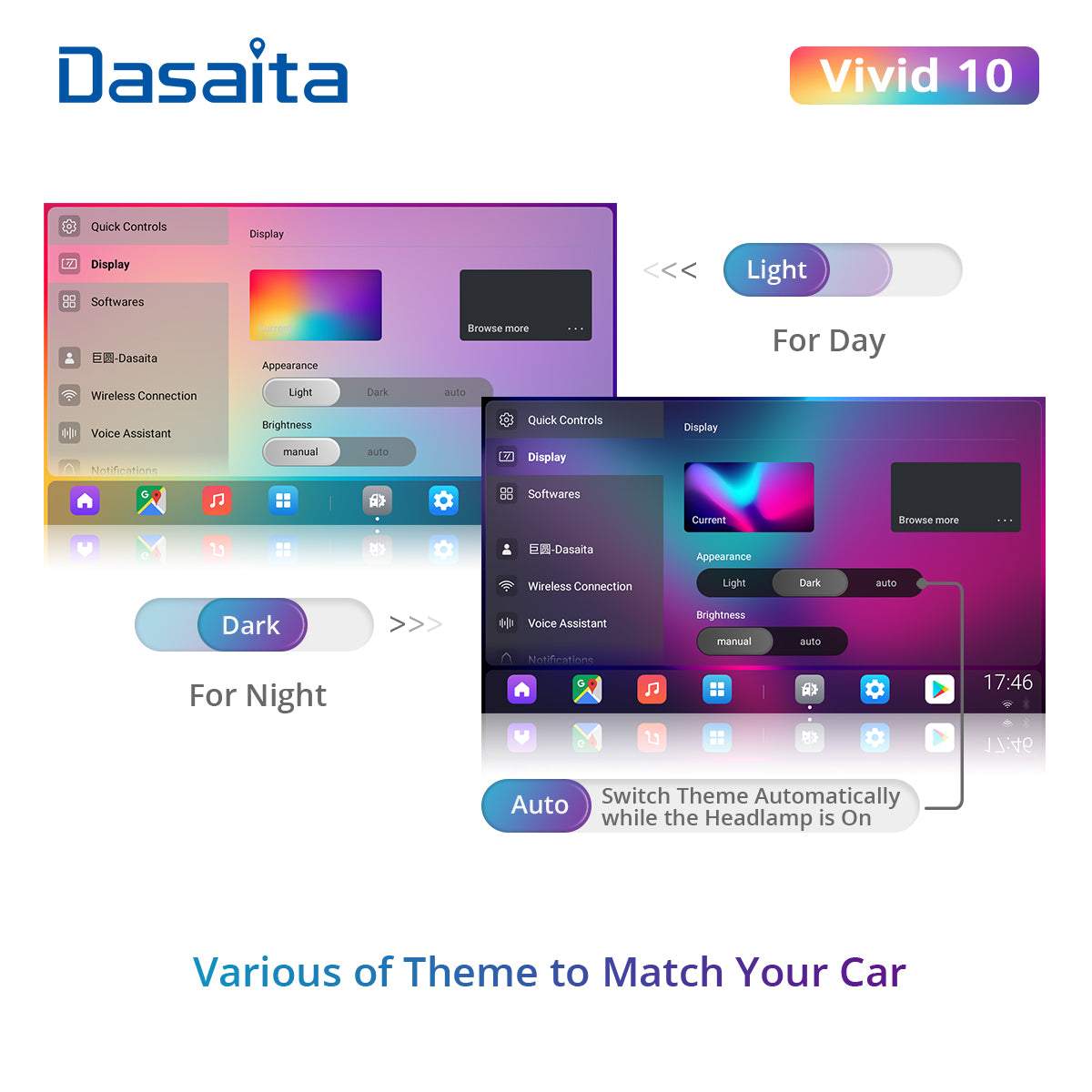 Dasaita Vivid10 Universal Double Din Car Stereo 11.6 Inch Carplay Android Auto PX6 4G+64G Android10 1920*1080 DSP AHD Radio