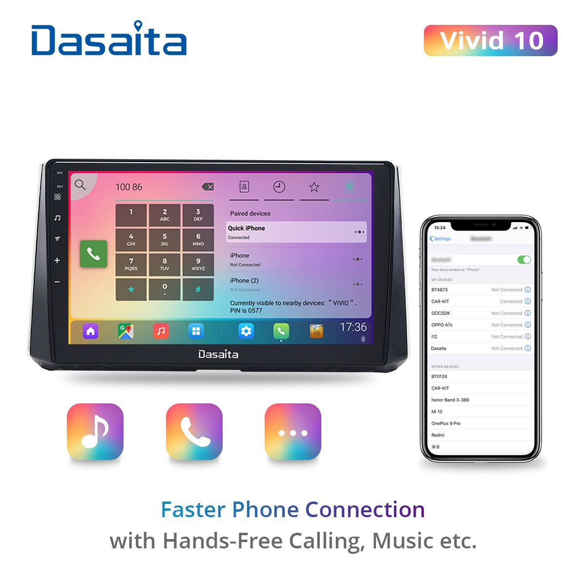 Dasaita Vivid For Toyota Corolla 2019 2020 Car stereo android Apple Carplay Android Auto Navigation IPS GPS DPS 1280*720 stereo