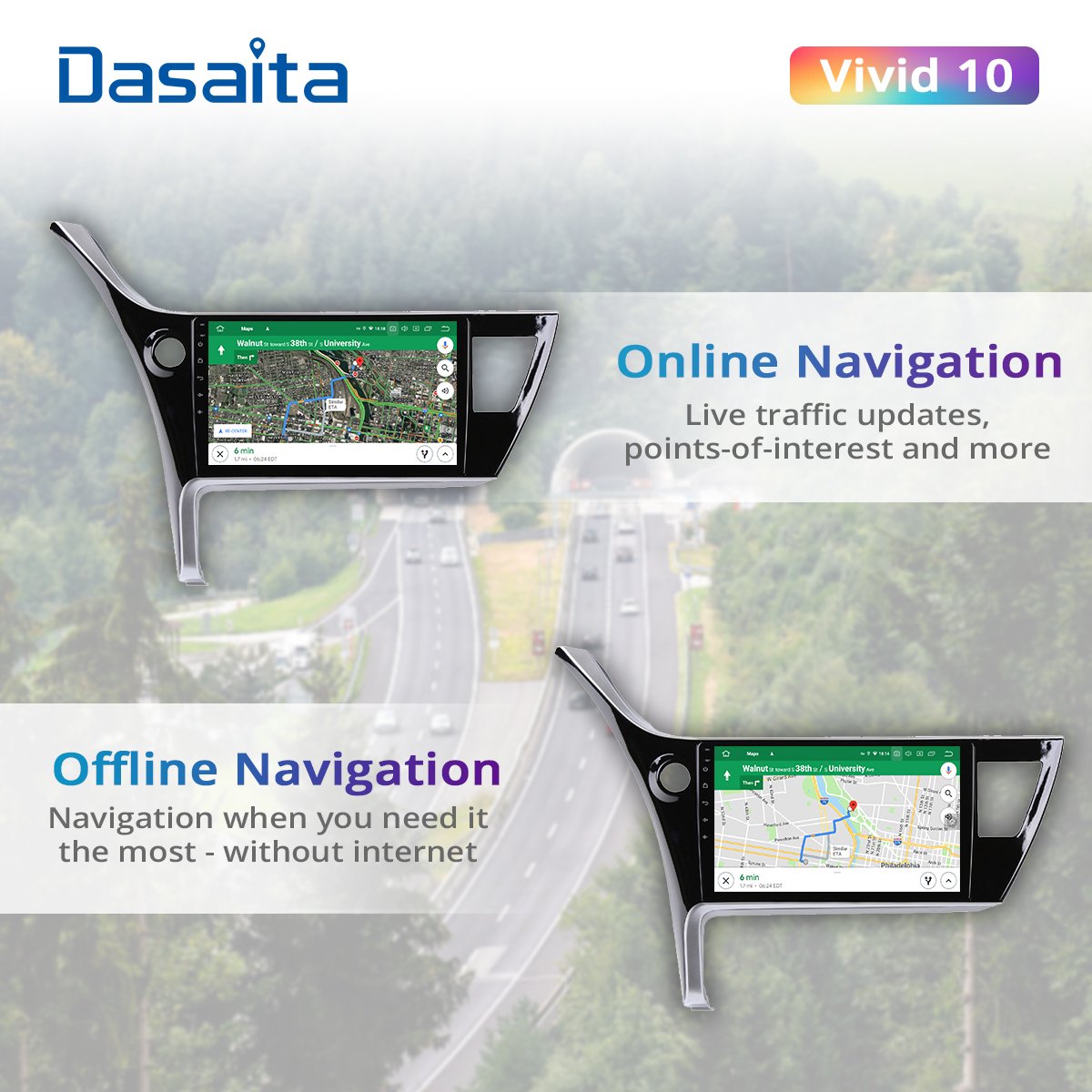 Dasaita Vivid For Toyota Corolla 2017 2018 Car Stereo Android Auto Carplay Multimedia Video Player Navigation GPS 1280*720 BT5.0
