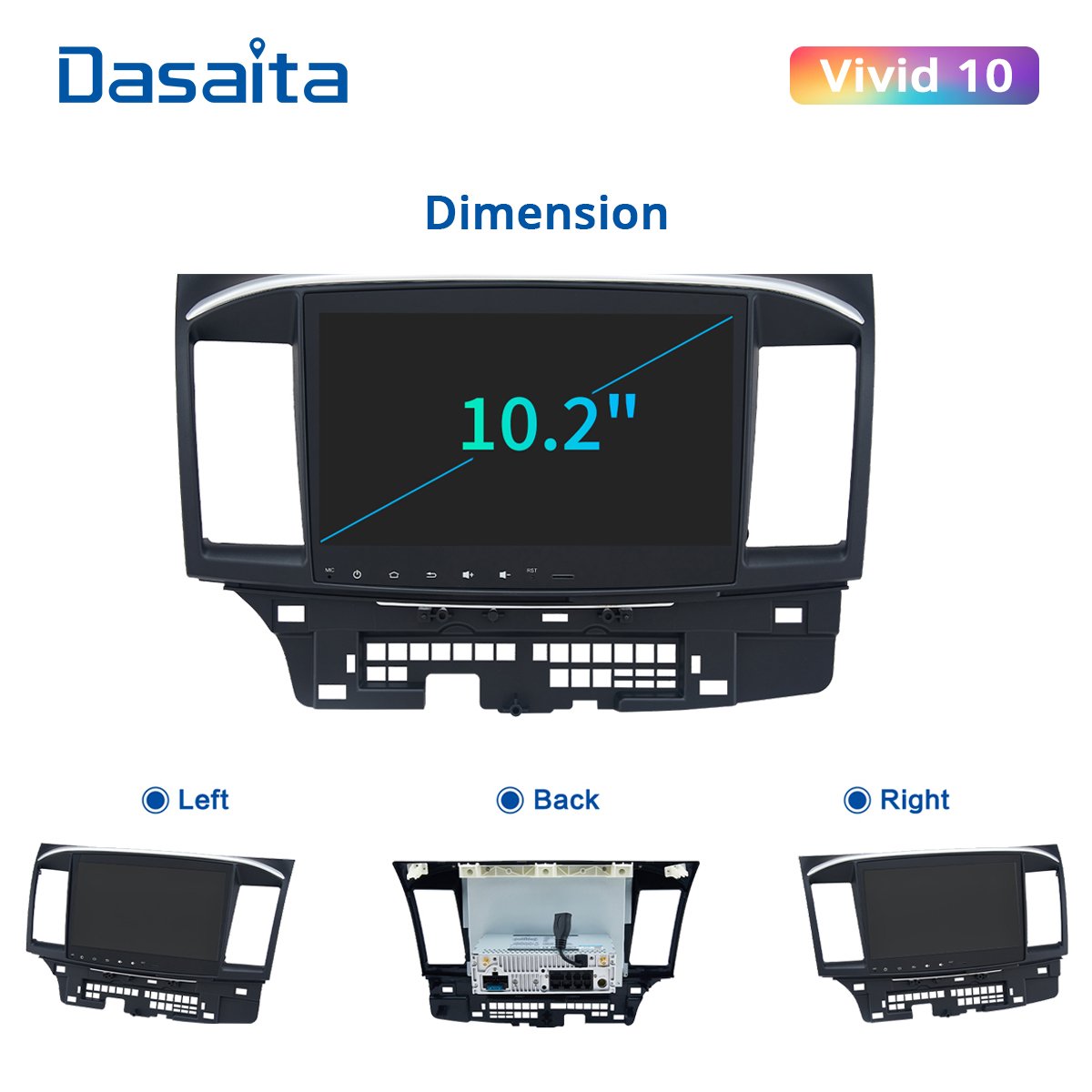 Dasaita Vivid Car Radio for Mitsubishi Lancer EVO 10 2008 2009 2010 2011 2014 to 2017 Carplay Android Auto Stereo GPS Navigation