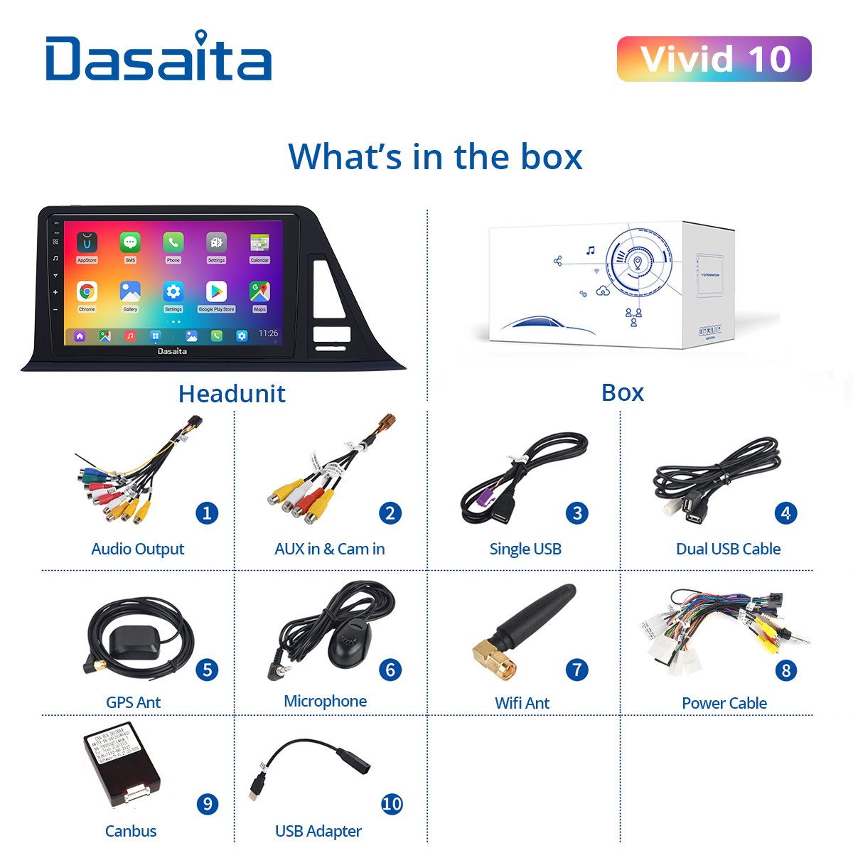 Dasaita For Toyota CHR 15CM CHR Europe version Car stereo 1 din android Apple Carplay Android Auto 4G 64G GPS IPS DSP 1280*720