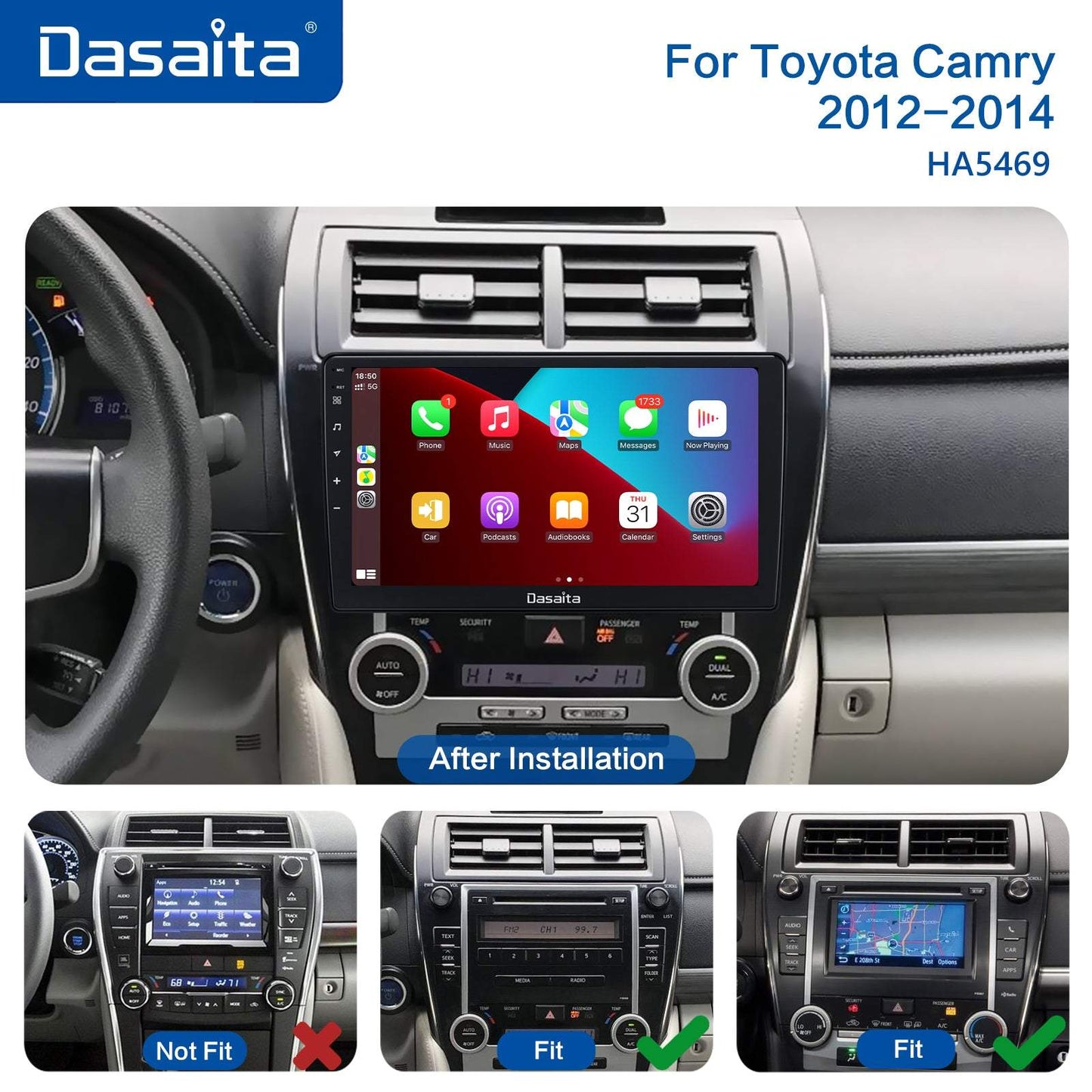 Dasaita MAX10 Toyota Camry 2012 2013 2014 Car Stereo 10.2 Inch Carplay Android Auto PX6 4G+64G Android10 1280*720 DSP AHD Radio