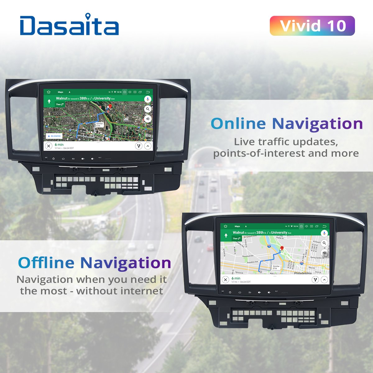 Dasaita Vivid Car Radio for Mitsubishi Lancer EVO 10 2008 2009 2010 2011 2014 to 2017 Carplay Android Auto Stereo GPS Navigation