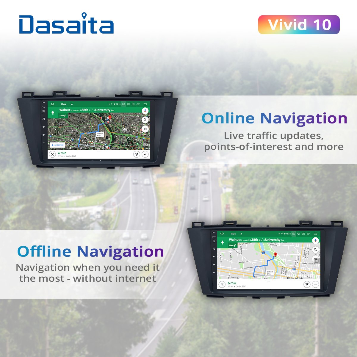 Dasaita Vivid for Mazda 5 2011 2012 2013 2014 Car Autoradio 1 Din Android 10.0 Navigation 9" Multi Touch Screen GPS DSP TDA7850
