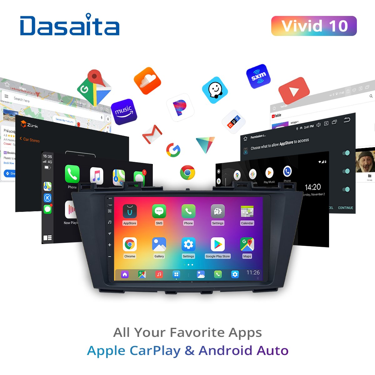 Dasaita Vivid for Mazda 5 2011 2012 2013 2014 Car Autoradio 1 Din Android 10.0 Navigation 9" Multi Touch Screen GPS DSP TDA7850