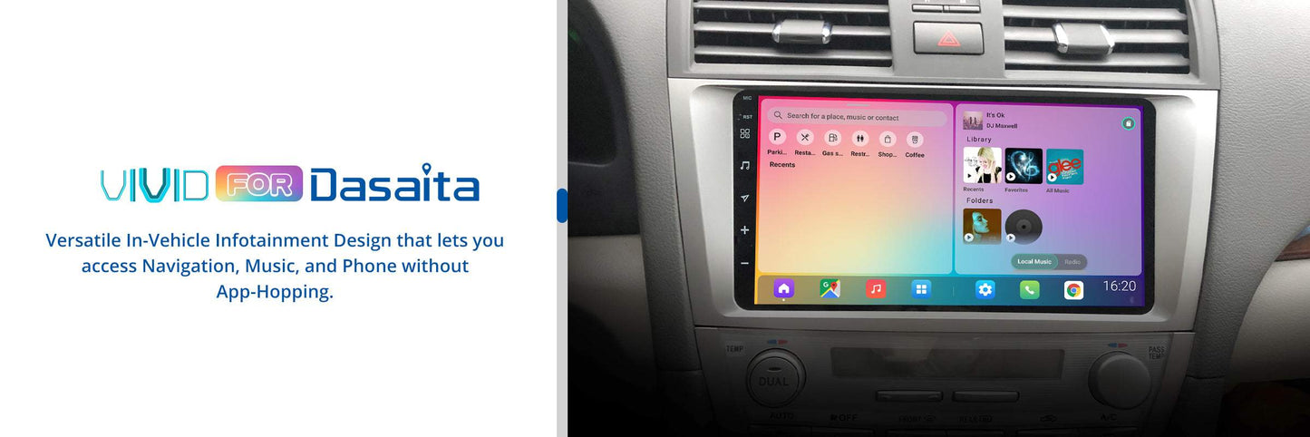 Dasaita Vivid10/Vivid11 Toyota Camry 2007 2008 2009 2010 2011 Car Stereo 9 Inch Carplay Android Auto PX6 4G+64G Android10/Android11 1280*720 DSP AHD Radio