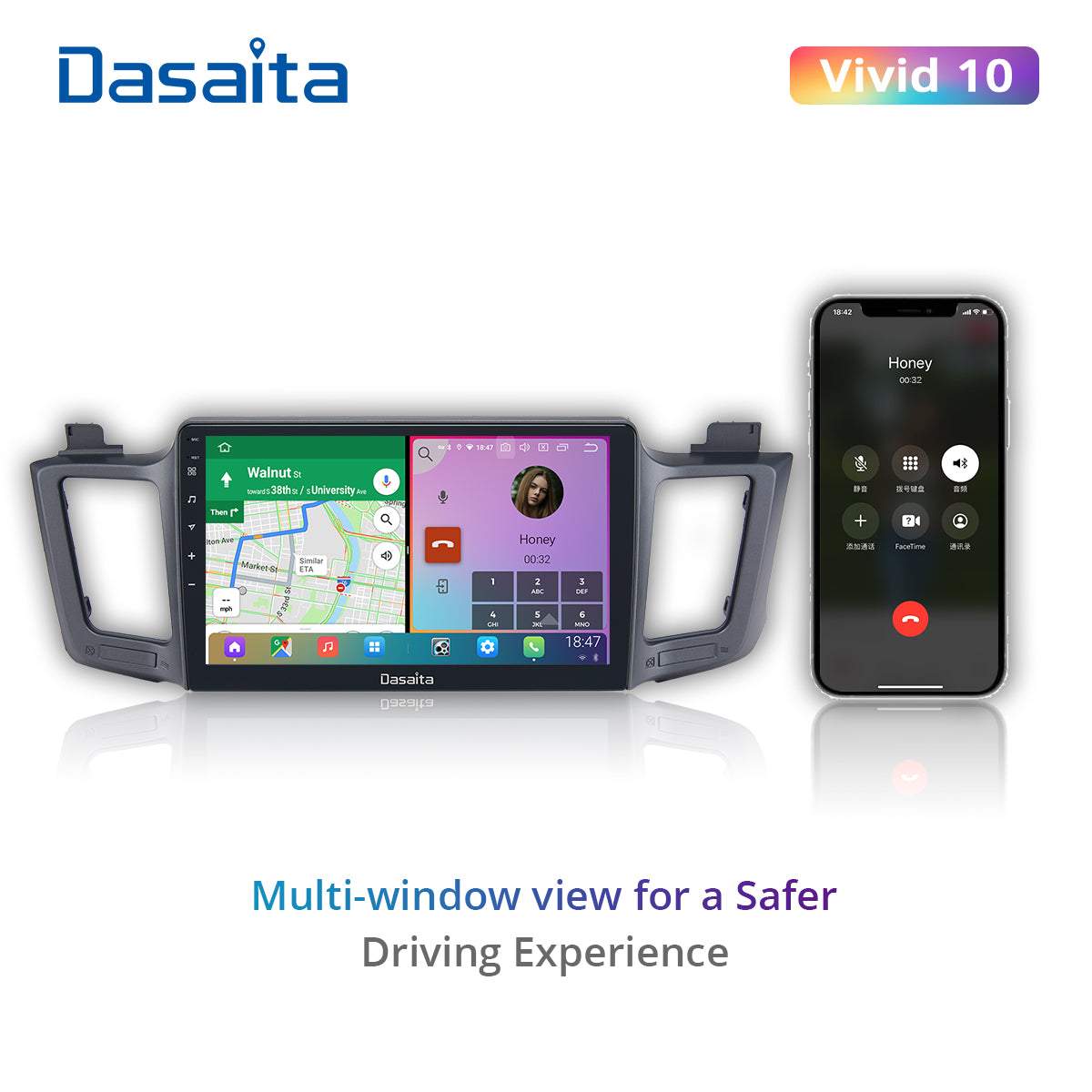 Dasaita Vivid10 Toyota RAV4 2012 2013 2014 2015 2016 2017 Car Stereo 10.2 Inch Carplay Android Auto PX6 4G+64G Android10 1280*720 DSP AHD Radio