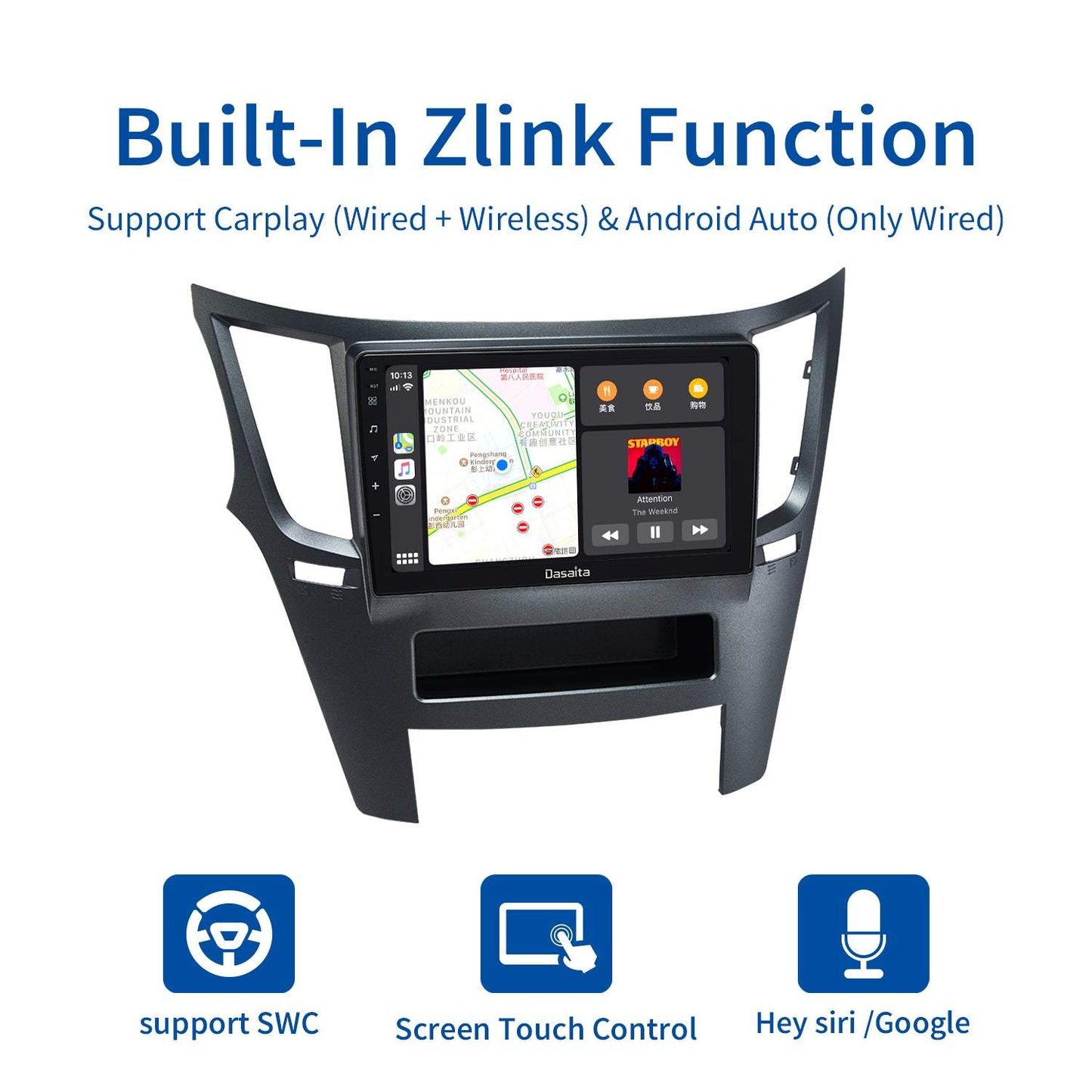 Dasaita MAX10 Subaru Outback 2009 2010 2011 2012 2013 2014 Car Stereo 9 Inch Carplay Android Auto PX6 4G+64G Android10 1280*720 DSP AHD Radio