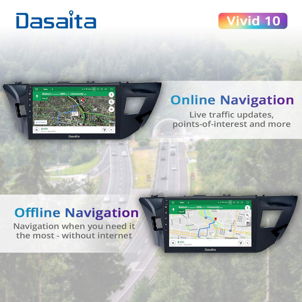 Dasaita Vivid11 Toyota Corolla 2014 2015 2016 Car Stereo 10.2Inch Carplay Android Auto PX6 4G+64G Android11 1280*720 DSP AHD Radio