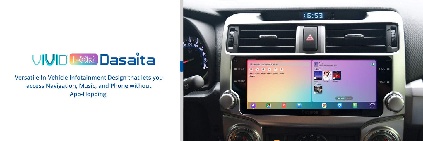 Dasaita Vivid11 Toyota 4Runner 2010 2011 2012 2013 Car Stereo 10.25 Inch Carplay Android Auto PX6 4G+64G Android11 1280*480 DSP AHD Radio