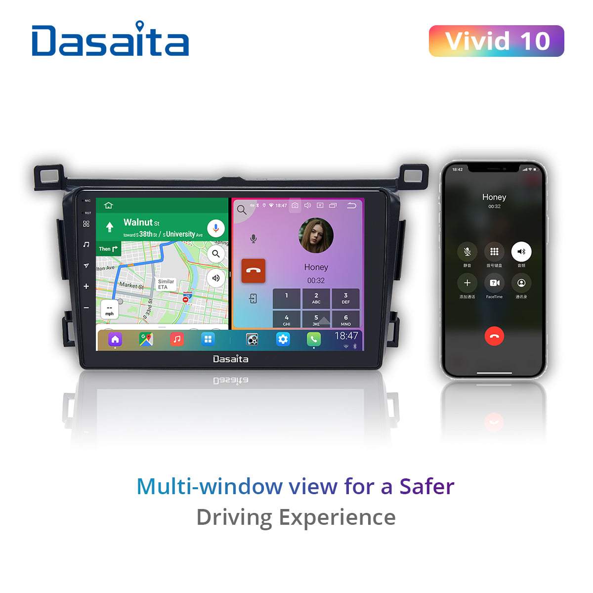 Dasaita Vivid11 Toyota RAV4 2012 2013 2014 2015 2016 2017 Car Stereo 9 Inch Carplay Android Auto PX6 4G+64G Android11 1280*720 DSP AHD Radio