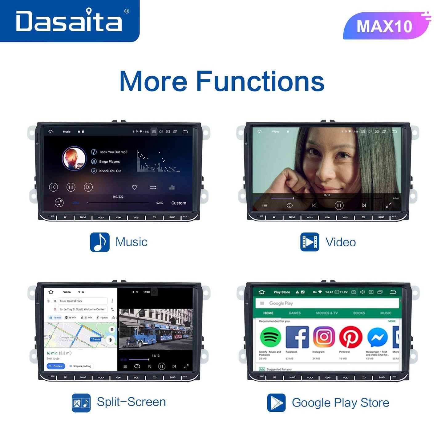 Dasaita (Outlets) MAX10 VW Universal Polo Golf Eos/Skoda 2006-2016 Car Stereo 9" Carplay Android Auto PX6 4G+64G Android10 1280*720 DSP Radio