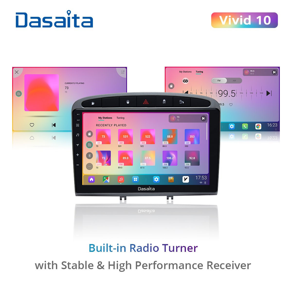 Dasaita Vivid For Peugeot 408 308 308SW 2012-2020 Car stereo 1 din 9" IPS Receiver Android Apple Carplay Android Auto 4G 64G