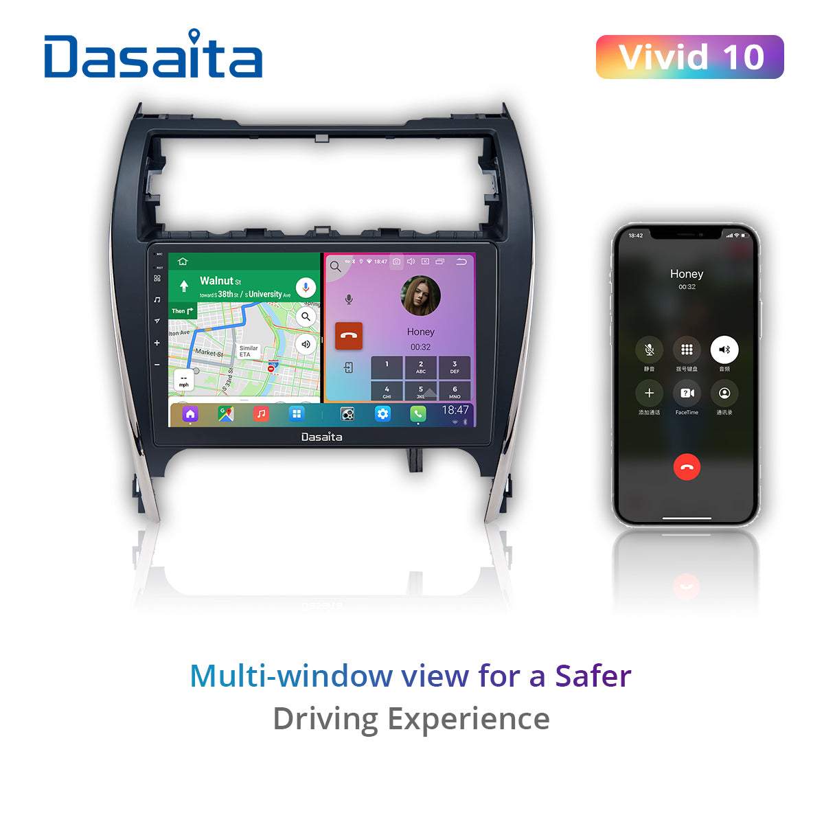 Dasaita Vivid10 Toyota Camry 2012 2013 2014 Car Stereo 10.2 Inch Carplay Android Auto PX6 4G+64G Android10 1280*720 DSP AHD Radio