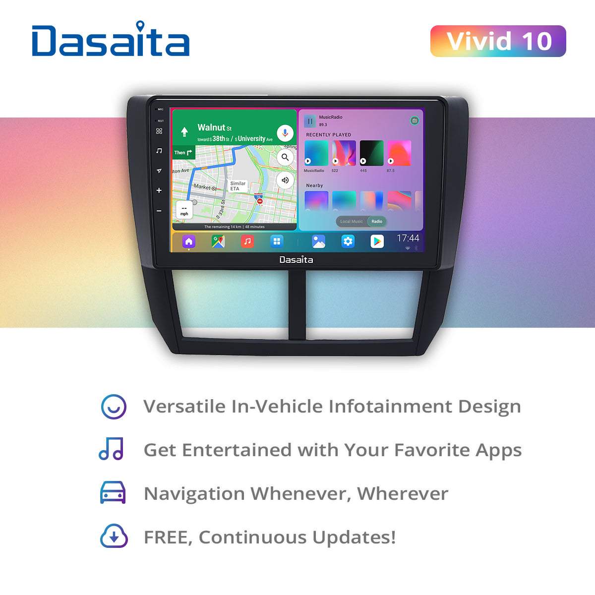 Dasaita Vivid11 Subaru Forester 3 Impreza 2007 2008 2009 2010 2011 2012 Car Stereo 9" Carplay Android Auto PX6 4G+64G Android11 1280*720 DSP Radio