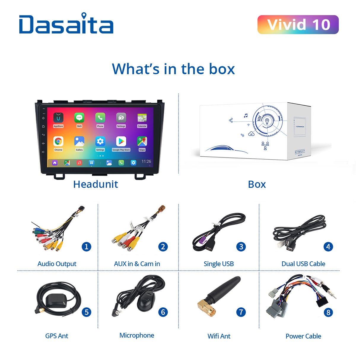 Dasaita Vivid for Honda CRV GPS 2007 2008 2009 2010 2011 car radio Android GPS Navigation Carplay Android Auto Car Stereo 4G 64G