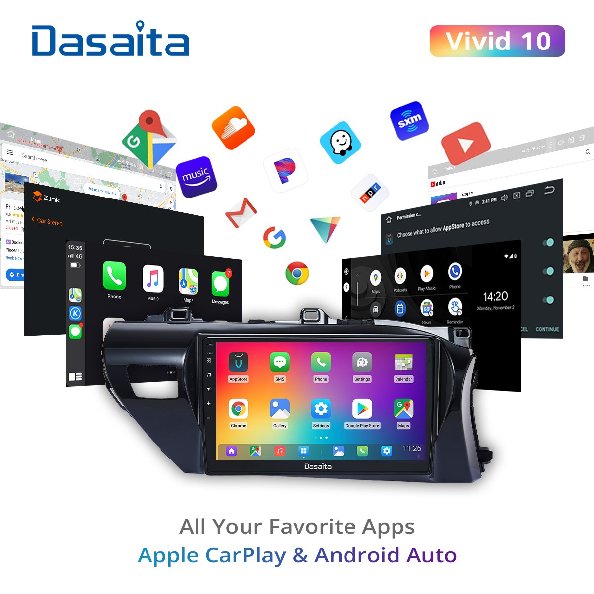 Dasaita Vivid For Toyota Hilux 2016 2017 2018 Car stereo Apple Carplay Android Auto car radio Navigation IPS GPS DPS 1280*720