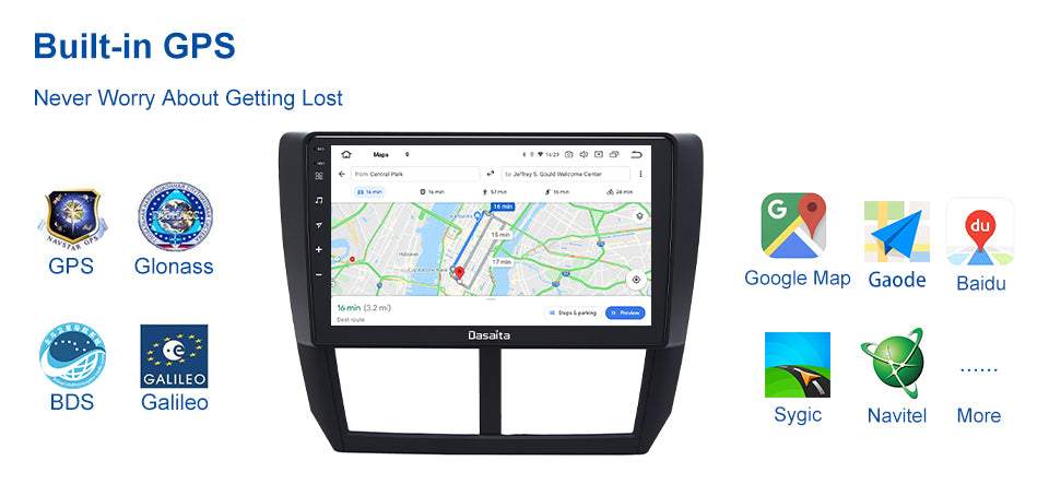 Dasaita MAX10 Subaru Forester 3 Impreza 2007 2008 2009 2010 2011 2012 Car Stereo 9 Inch Carplay Android Auto PX6 4G+64G Android10 1280*720 DSP Radio